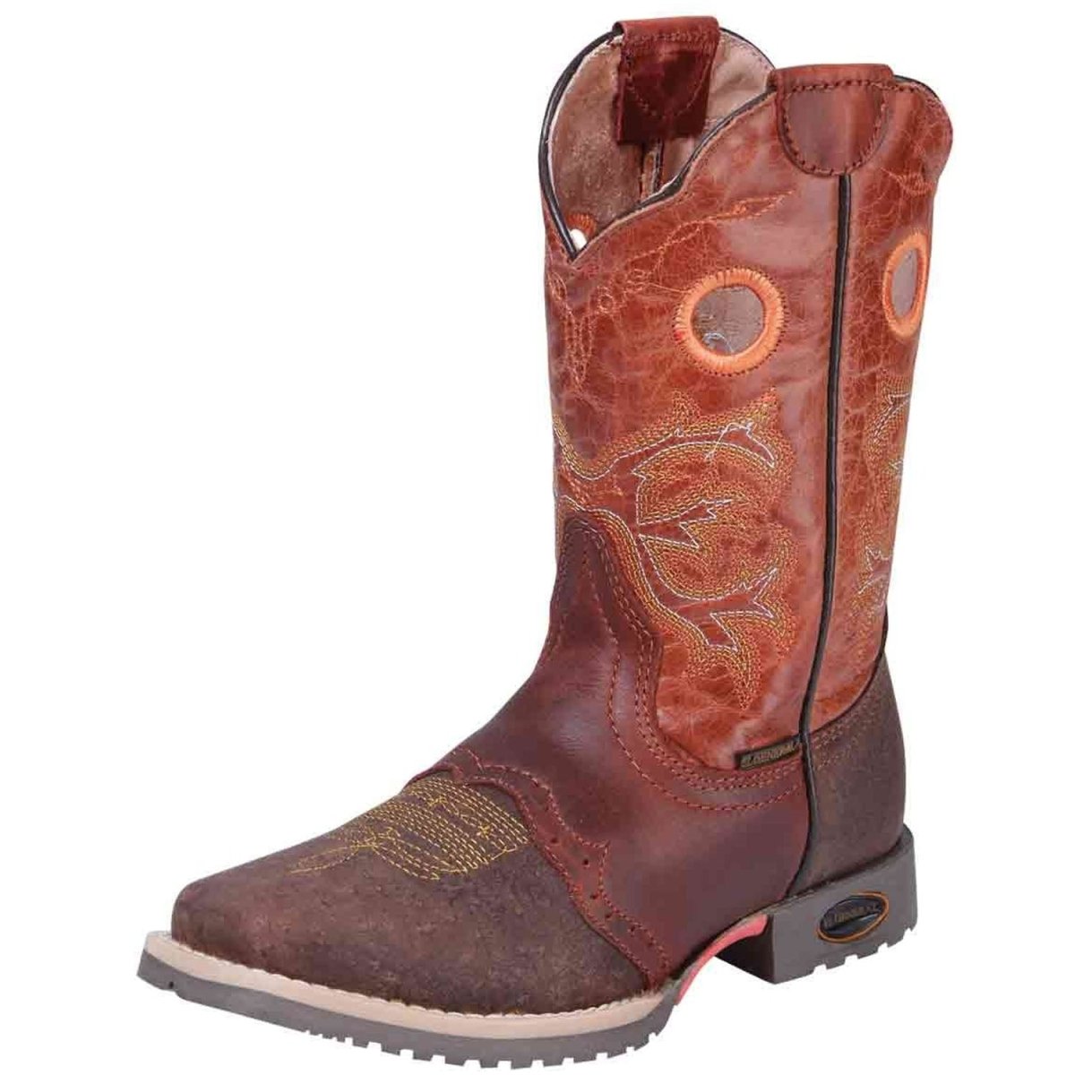 Botas de Cuero Pull Up Original Horma Rodeo para Niño Color Chocolate GEN-26447 - Rodeo Imports