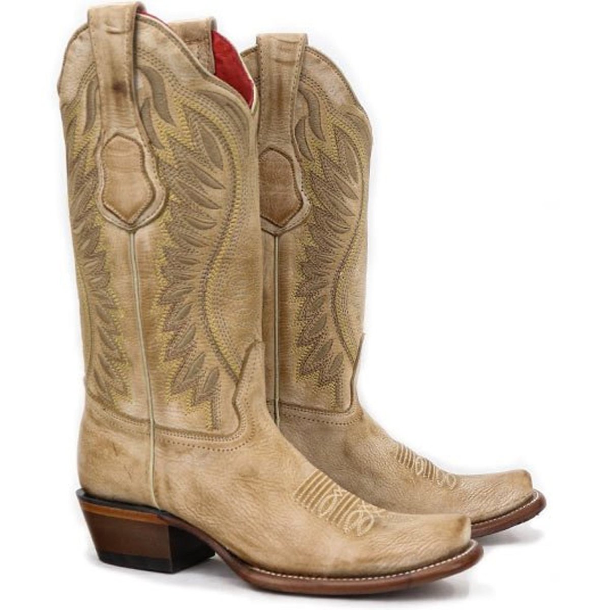 Genuine Leather Dubai Square Toe Women’s Boots Honey Color – Los Altos Boots – Pair Side View