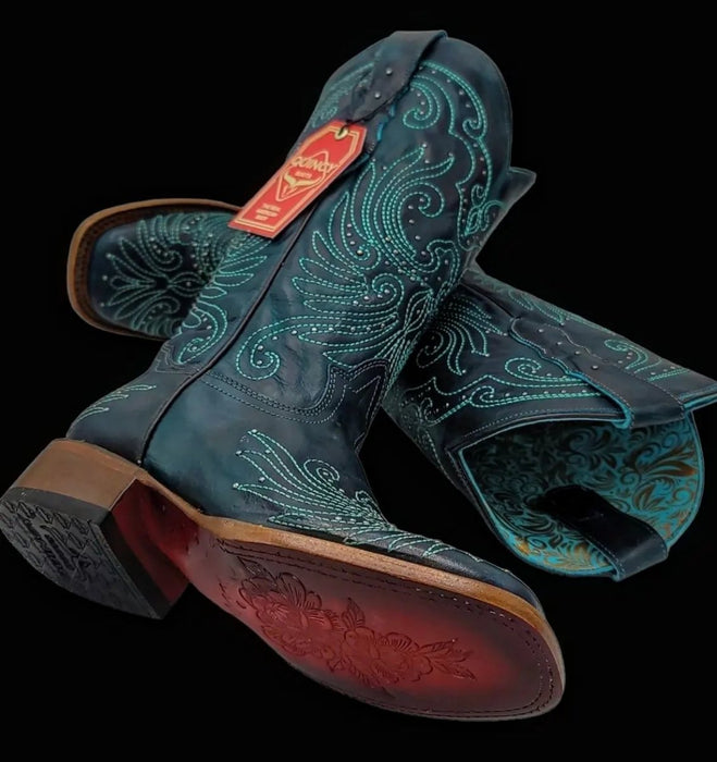 Botas de Cuero Volcano para Mujer en Horma Rodeo Color Turquesa Q3225208R - Quincy Boots