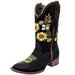Botas de Gamuza Horma Rodeo para Mujer Color Negro con Girasoles WD-488 - White Diamonds Boots