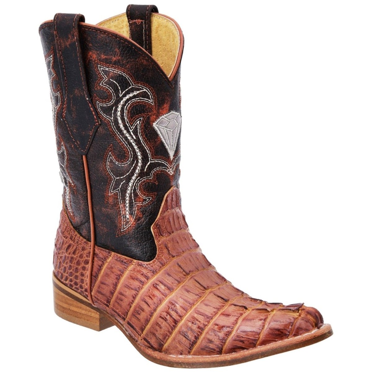 Botas de Imitacion Cocodrilo Horma 3X Aladino para Niño Color Cognac WD-368 - White Diamonds Boots