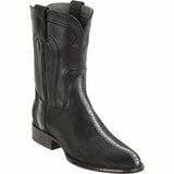 Western Genuine  Stingray Full Pearl Round Toe Roper Boots Black Color - Los Altos Boots - Side View