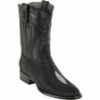 Western Genuine  Stingray Single Pearl Round Toe Roper Boots Black Color - Los Altos Boots - Side View