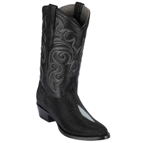 Western Genuine Stingray SIngle Stone Boots Round Toe Black Color - Los Altos Boots side view