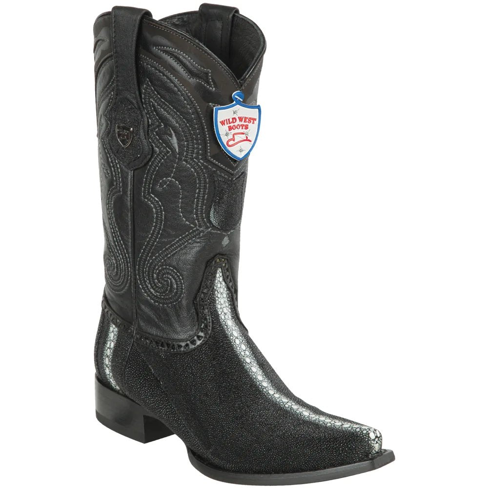 Genuine Stingray Snip Toe Cowboy Boots Black color  - Wild West Boots