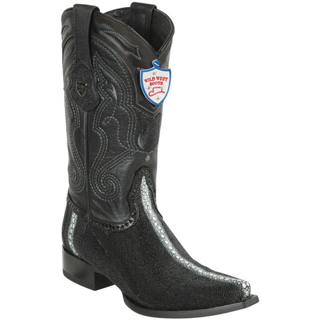 Genuine Stingray Snip Toe Cowboy Boots Black color  - Wild West Boots
