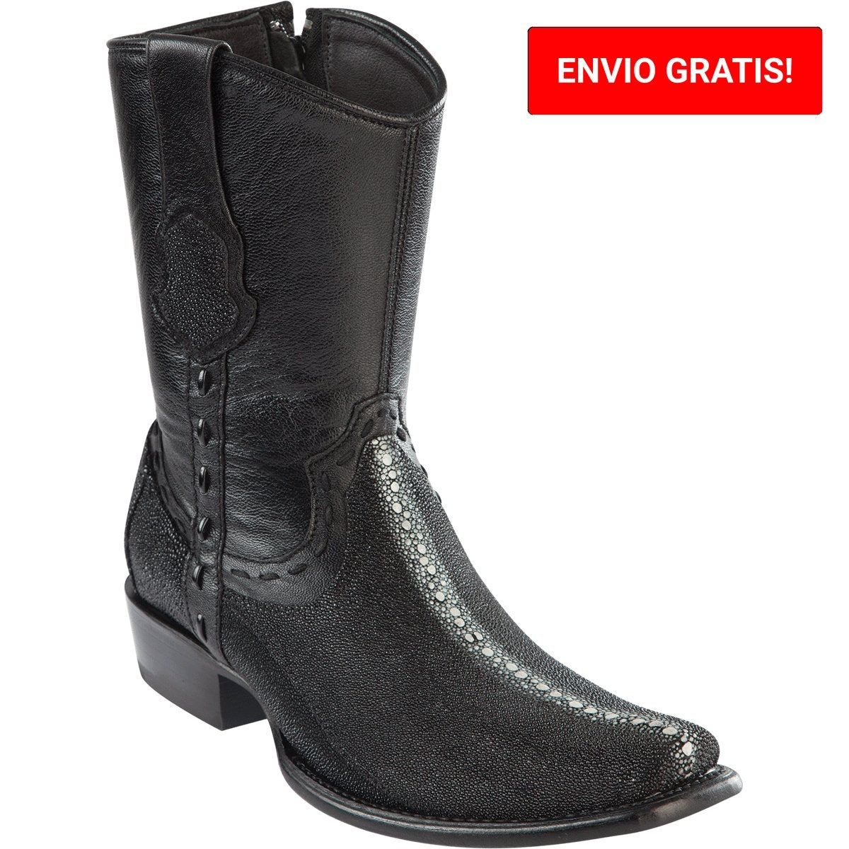 Botas Cortas de Armadillo Original Punta Dubai Cuadrada Color Negro - Wild West Boots main image 1