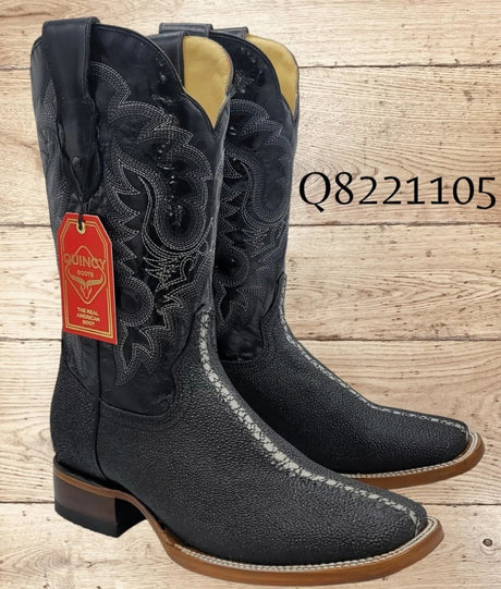 Botas de Mantarraya PC Grabada Horma Rodeo Cuadrada Q8221105 - Quincy Boots