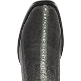 Western Genuine Stingray Row Stone Leather Square Dubai Toe Boots Black Color - Wild West Boots - Toe View 