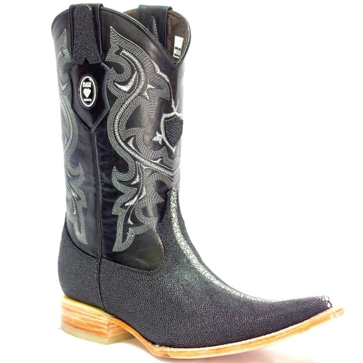 Botas De Raya Botas de Mantarraya Perla Completa Grabada 3X Aladino Color Negro DIE ...