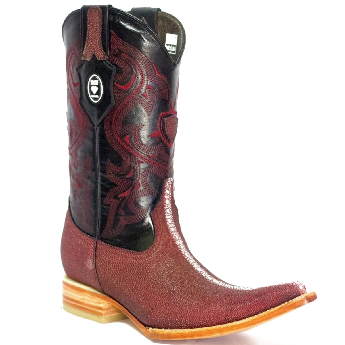 Botas de Mantarraya Perla Completa Grabada 3X Aladino Color Vino - Rodeo Imports