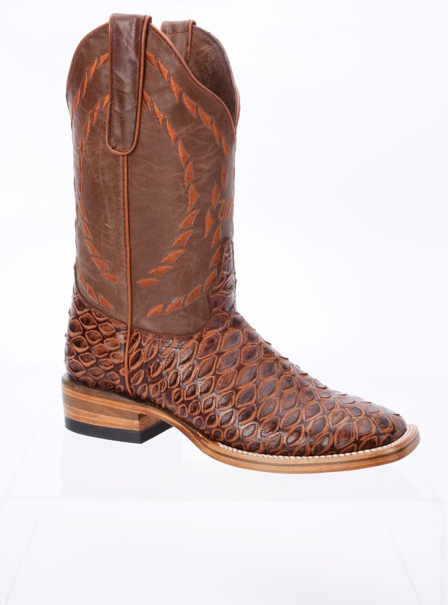Botas de Oso Hormiguero Grabado Horma Rodeo Color Cognac WD-298 - White Diamonds Boots