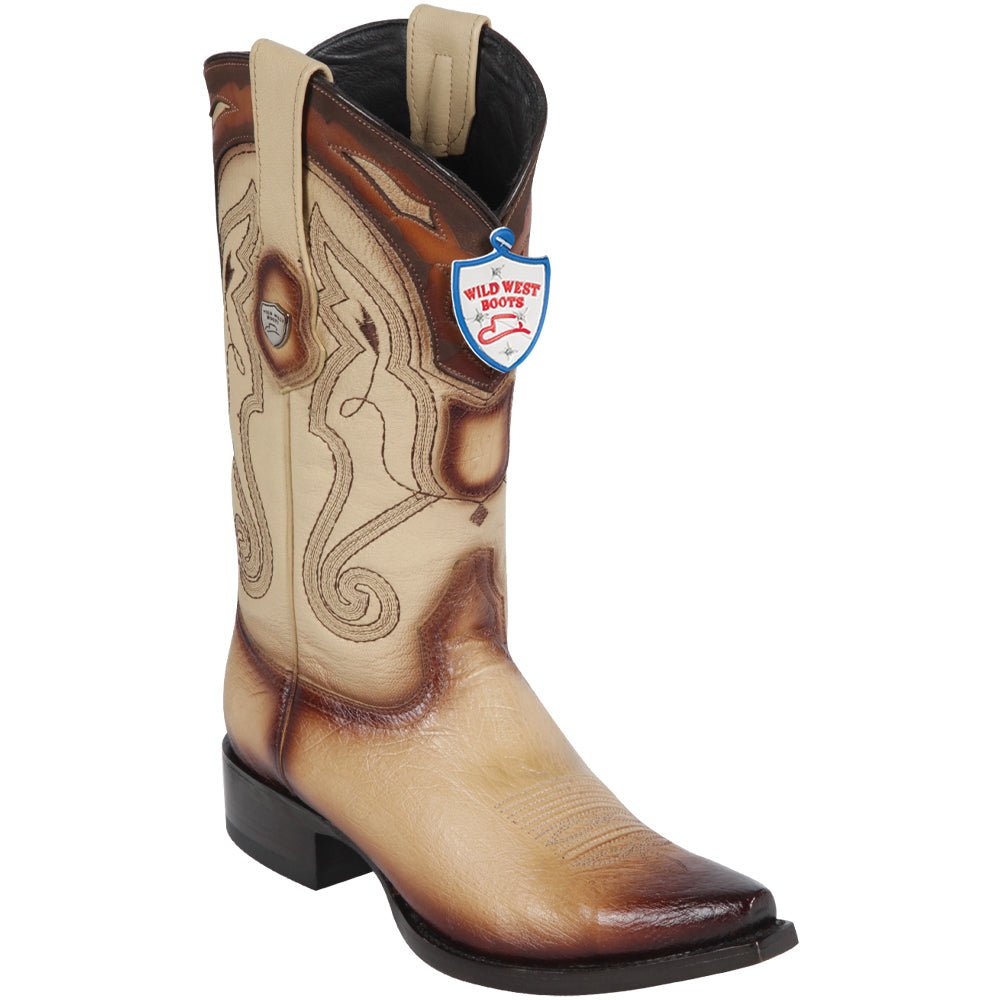 Genuine Smooth Ostrich Snip Toe Boots Oryx color - Wild West Boots