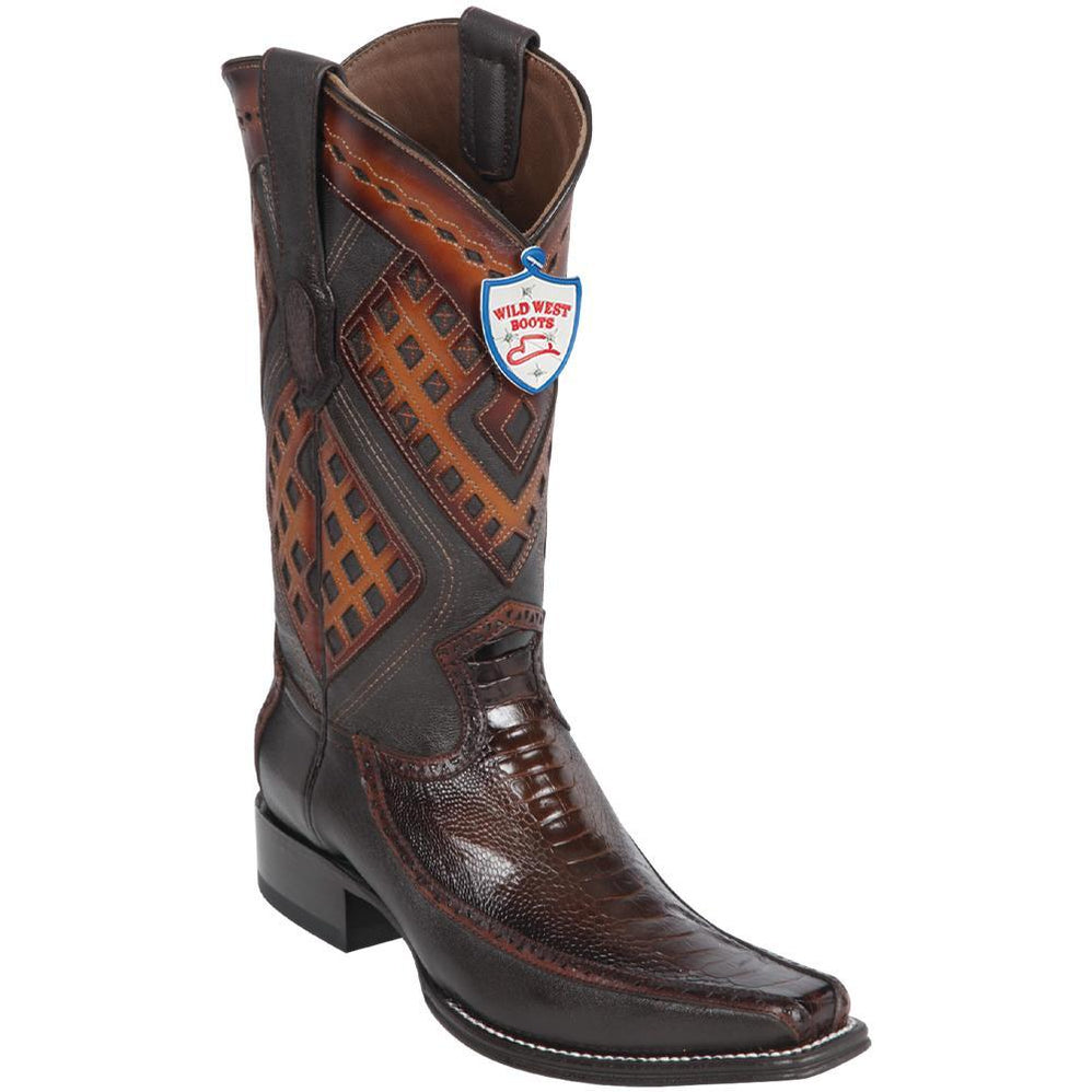 Botas de Avestruz Pata con Venado Horma Amplia LAB-82F0516