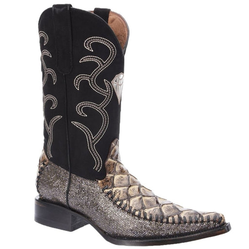 Botas de Pescado Pirarucu Grabado en Horma 3X Aladino Color Negro WD-103 - White Diamonds Boots