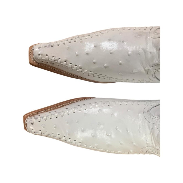 Botas de Piel con acabado tipo Avestruz Blanco WD-148 - White Diamonds