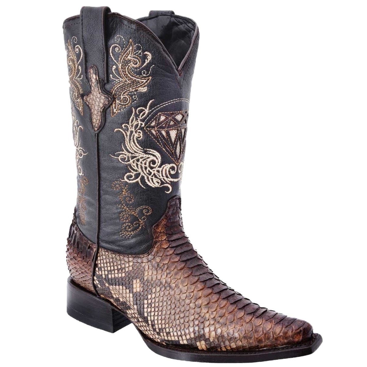 Botas de Piton Original Horma 3X Aladino Color Cafe Rustico WD-078 - White Diamonds Boots