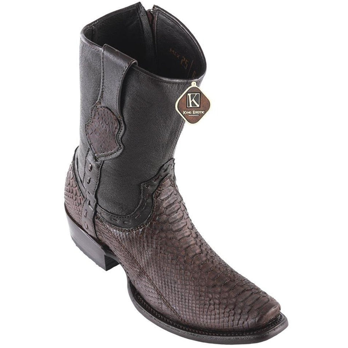 Men's King Exotic Python Boots Dubai Toe Handcrafted Brown Suede (479BFN5707) main image 1