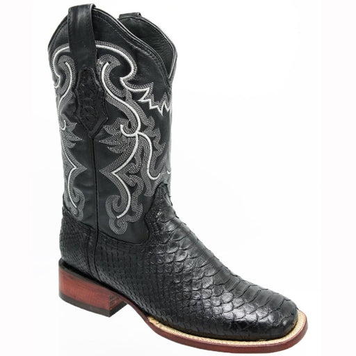 Botas de Piton Original Horma Rodeo Cuadrada Color Negro WD-266 - White Diamonds Boots