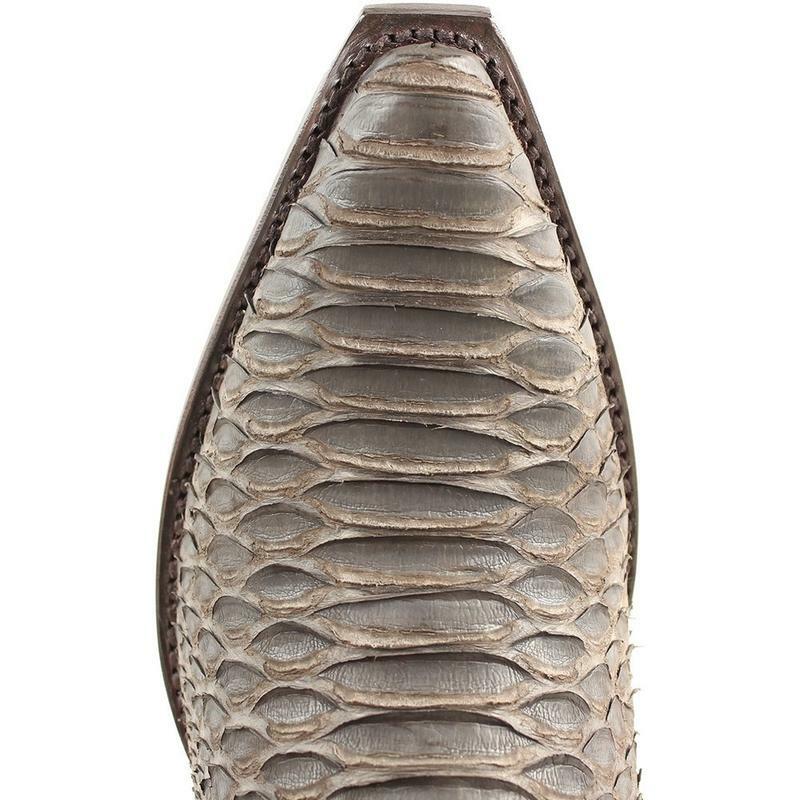 Western Genuine Python Boots Snip Toe Nobuck Brown Color - Los Altos Boots - 94N5707 - Toe View