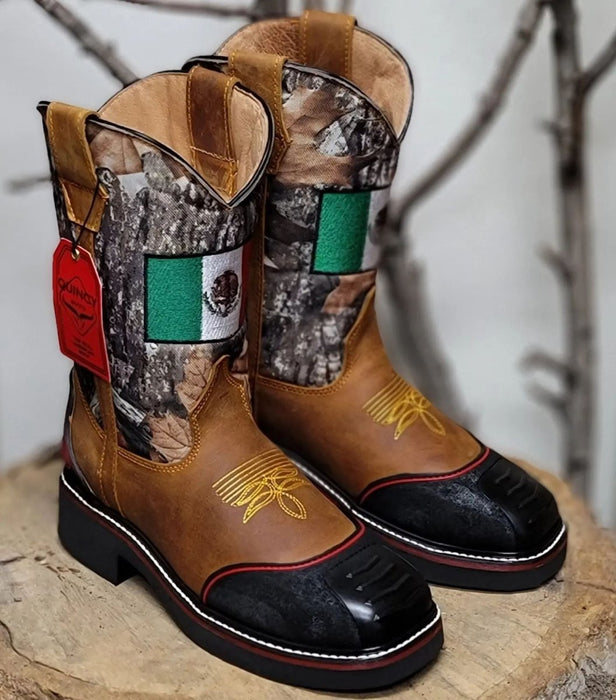 Botas de Trabajo Bandera de Mexico con Casco de Acero Q822RC6251 - Quincy Boots