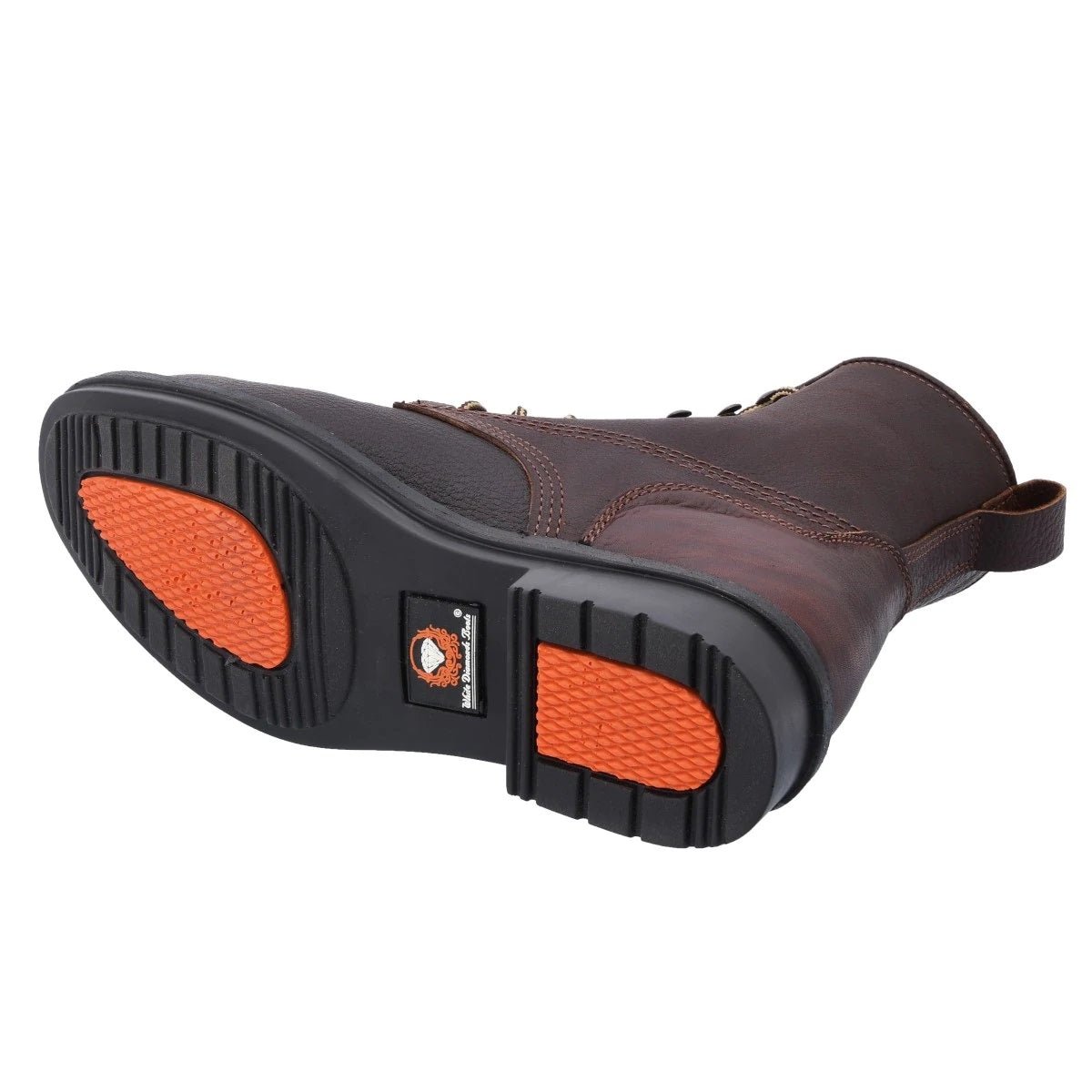Botas de Trabajo de Agujetas con Barbitas y Casco de Acero Color Cafe WD-504 - White Diamons Boots
