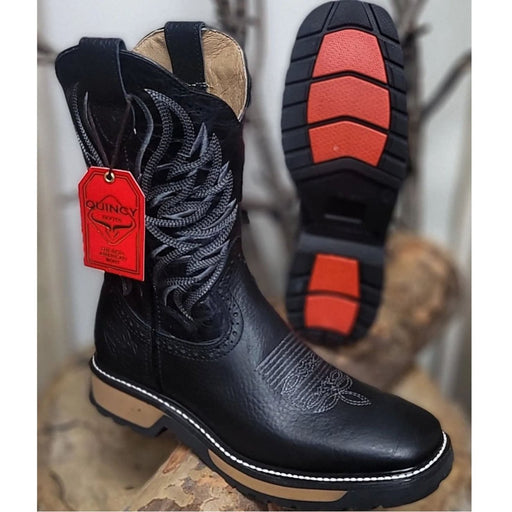Botas de Trabajo Horma Rodeo Suela Doble Densidad Color Negro Q822W2705 - Quincy Boots