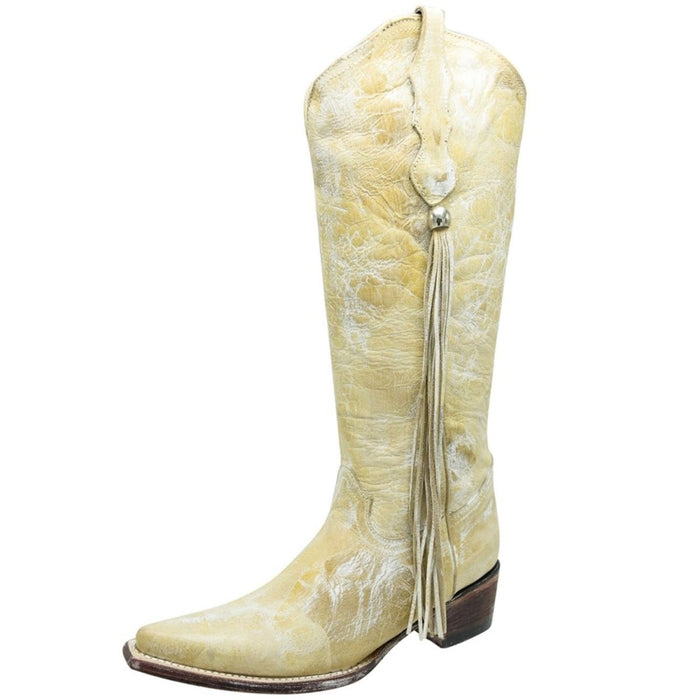Botas de Tubo Alto de Cuero Horma Sonora para Mujer Color Rustico WD-524 - White Diamonds Boots