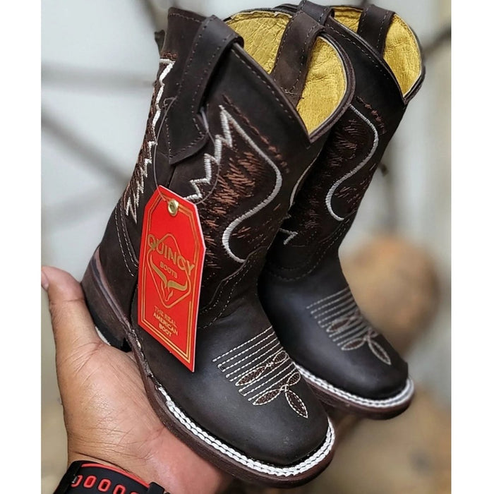 Botas para Niña de Cuero Crazy Horma Rodeo Color Chocolate Q422N6294 - Quincy Boots