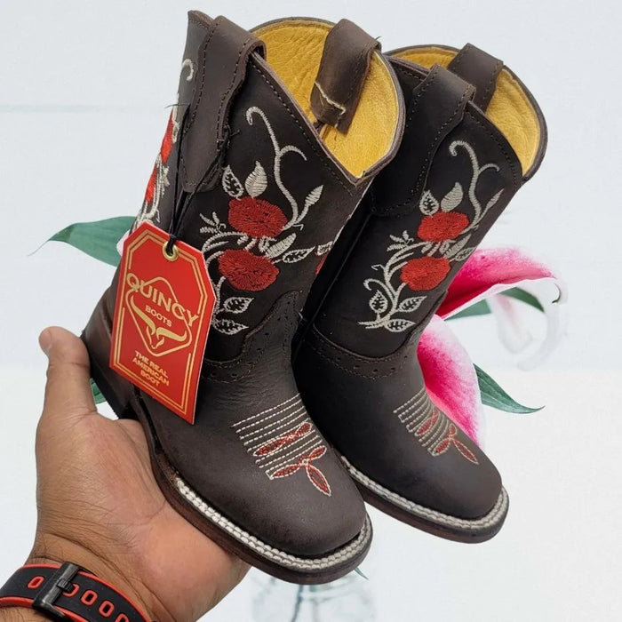 Botas para Niña de Cuero Crazy Horma Rodeo Color Chocolate Q422R6294 - Quincy Boots