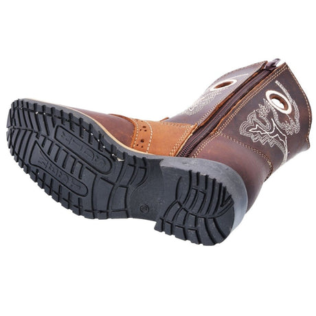 Botas para Niño Horma Rodeo Color Cafe con Antifaz y Zipper WD-382 - White Diamonds Boots