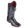 Western genuine Vergel Leather Wide Square Toe Female Boots Black Color - Los Altos Boots Side View