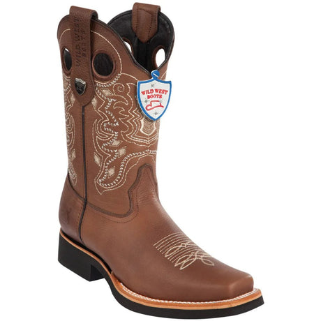 Botas Vaqueras de Cuero Grisly Horma Rodeo Cuadrada Ancha WW-2813E2707 - Wild West Boots