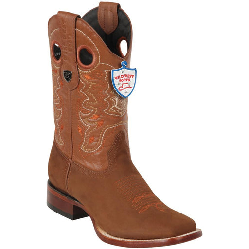 Botas Vaqueras de Cuero Nobuk Horma Cuadrada Ancha WW-28246350 - Wild West Boots