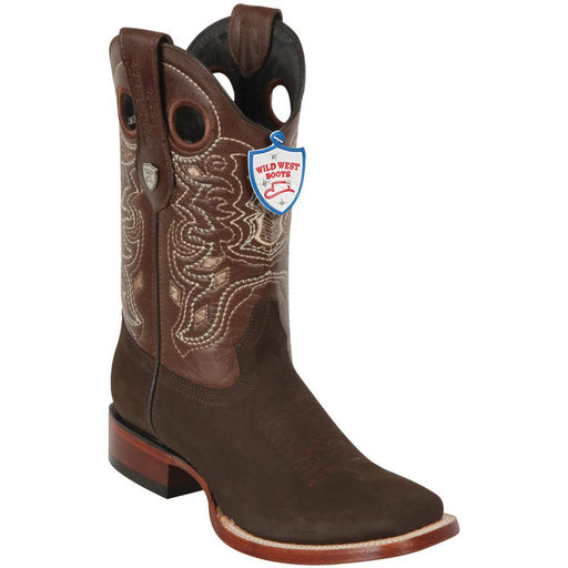 Botas Vaqueras de Cuero Nobuk Horma Cuadrada Ancha WW-28246359 - Wild West Boots