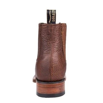 Walnut Color Boot Original Leather Ankle Boots with Wide Square Toe in Walnut Color - Lo
