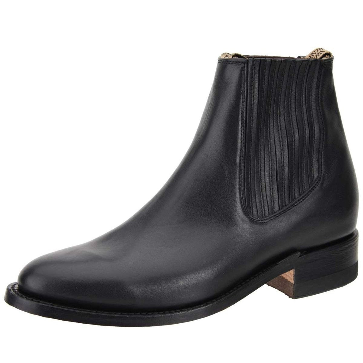 Botin Charro Piel Napa Color Negro Suela de Cuero WD-717 - White Diamonds Boots