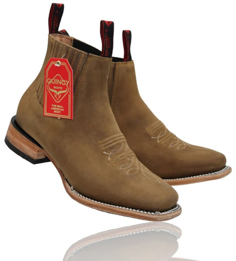 Botin Charro Quincy de Cuero con Punta Cuadrada Papaya Q82BP6363 - Quincy Boots