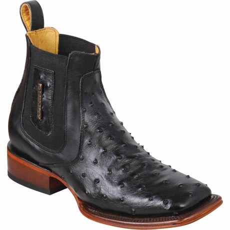 Botin de Avestruz Grabado con Punta Cuadrada Q82B0305 - Quincy Boots