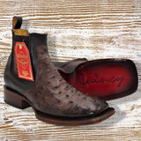 Botin de Avestruz Grabado con Punta Cuadrada Q82B0394 - Quincy Boots