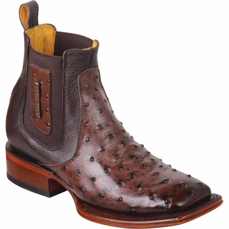 Botin de Avestruz Grabado con Punta Cuadrada Q82B0394 - Quincy Boots