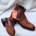 Botin de Cocodrilo Grabado Nuca con Punta Cuadrada Color Cognac Q82B8203 - Quincy Boots