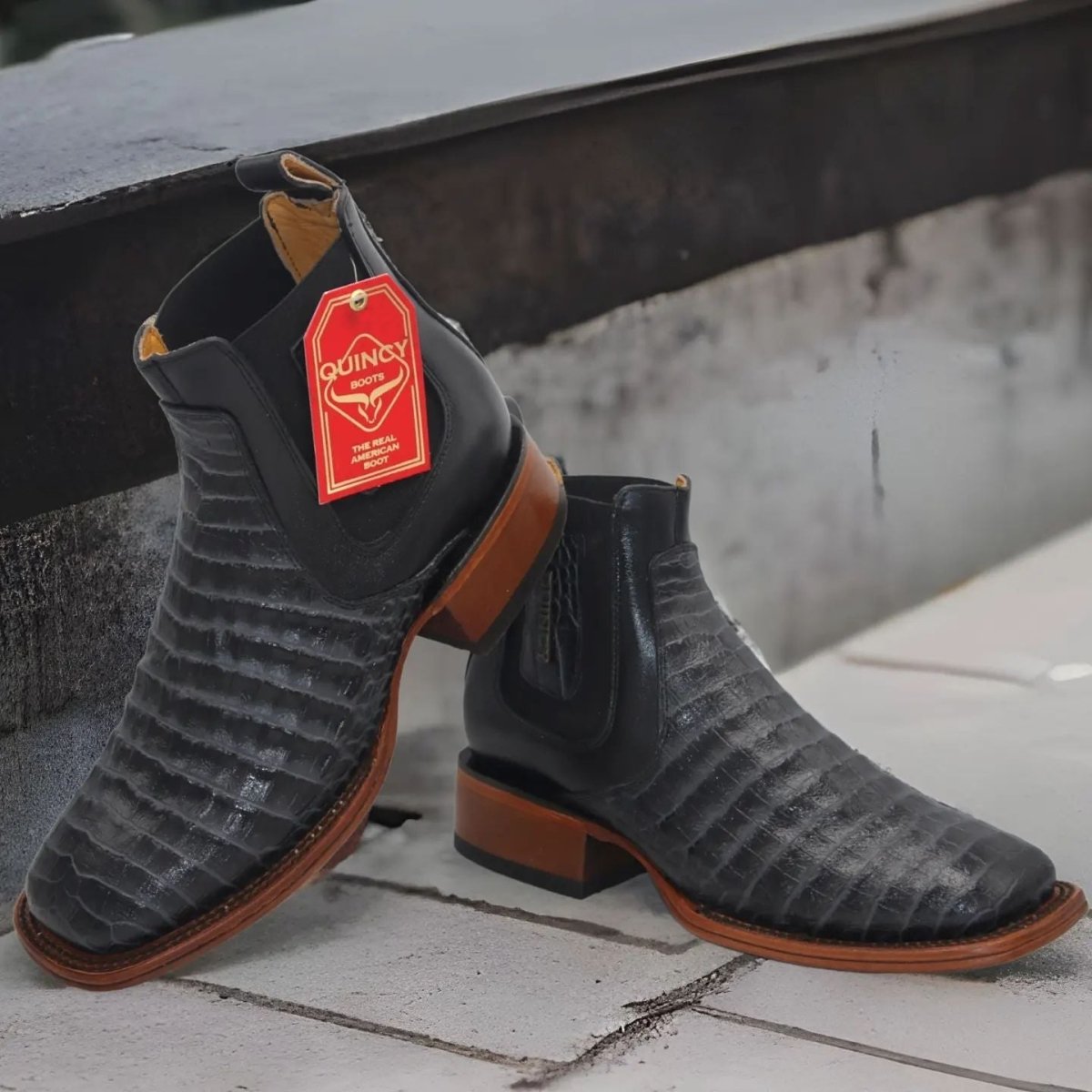 Botin de Cocodrilo Grabado con Punta Cuadrada main image 1