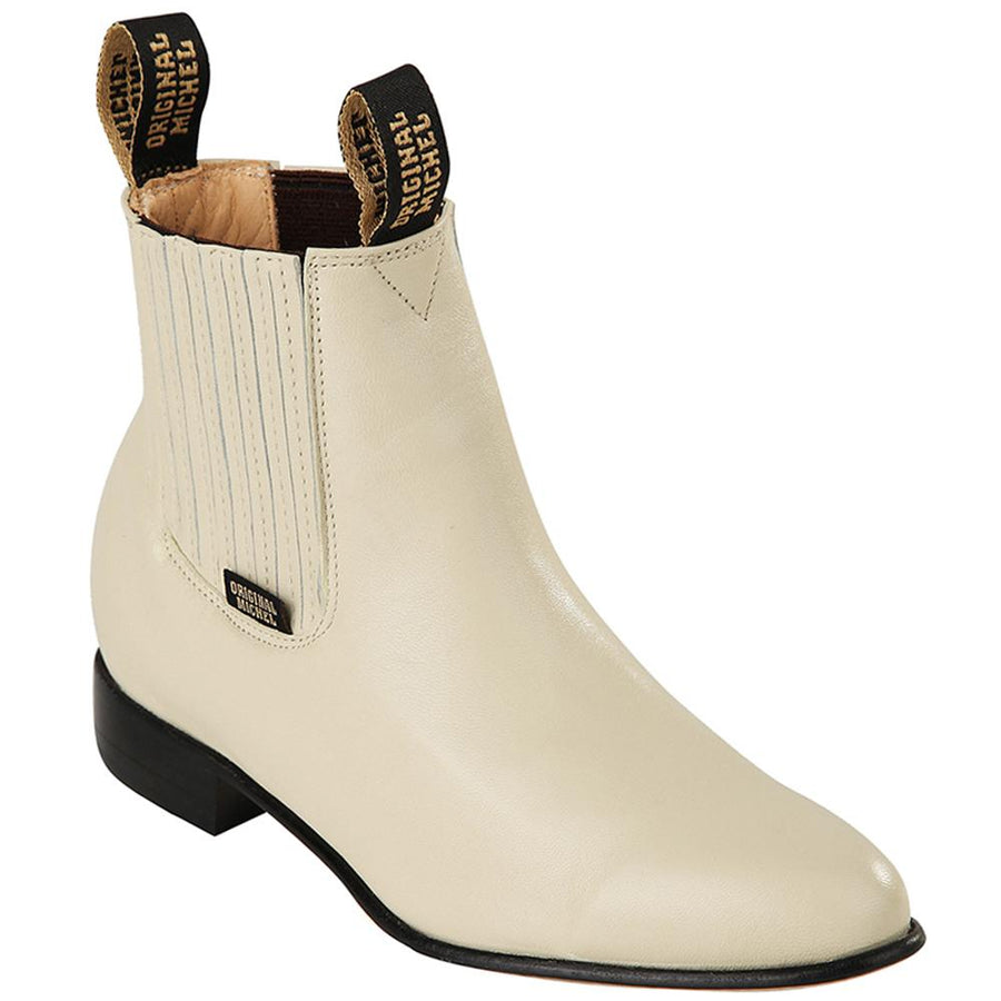 Botines Charros de Piel Venado Original Color Hueso  CaballoBronco.com