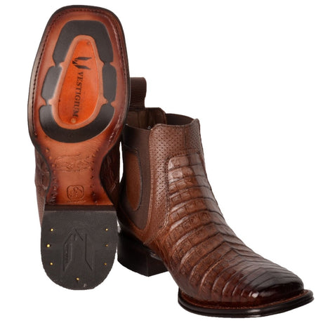 Botin Vaquero de Cocodrilo Caiman Panza Original Horma Cuadrada VES-782B8216 - Vestigium