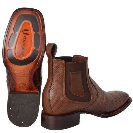 Botin Vaquero de Cocodrilo Caiman Panza Original Horma Cuadrada VES-782B8216 - Vestigium