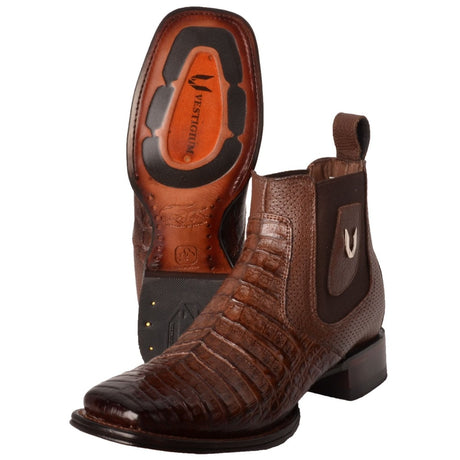 Botin Vaquero de Cocodrilo Caiman Panza Original Horma Cuadrada VES-782B8216 - Vestigium