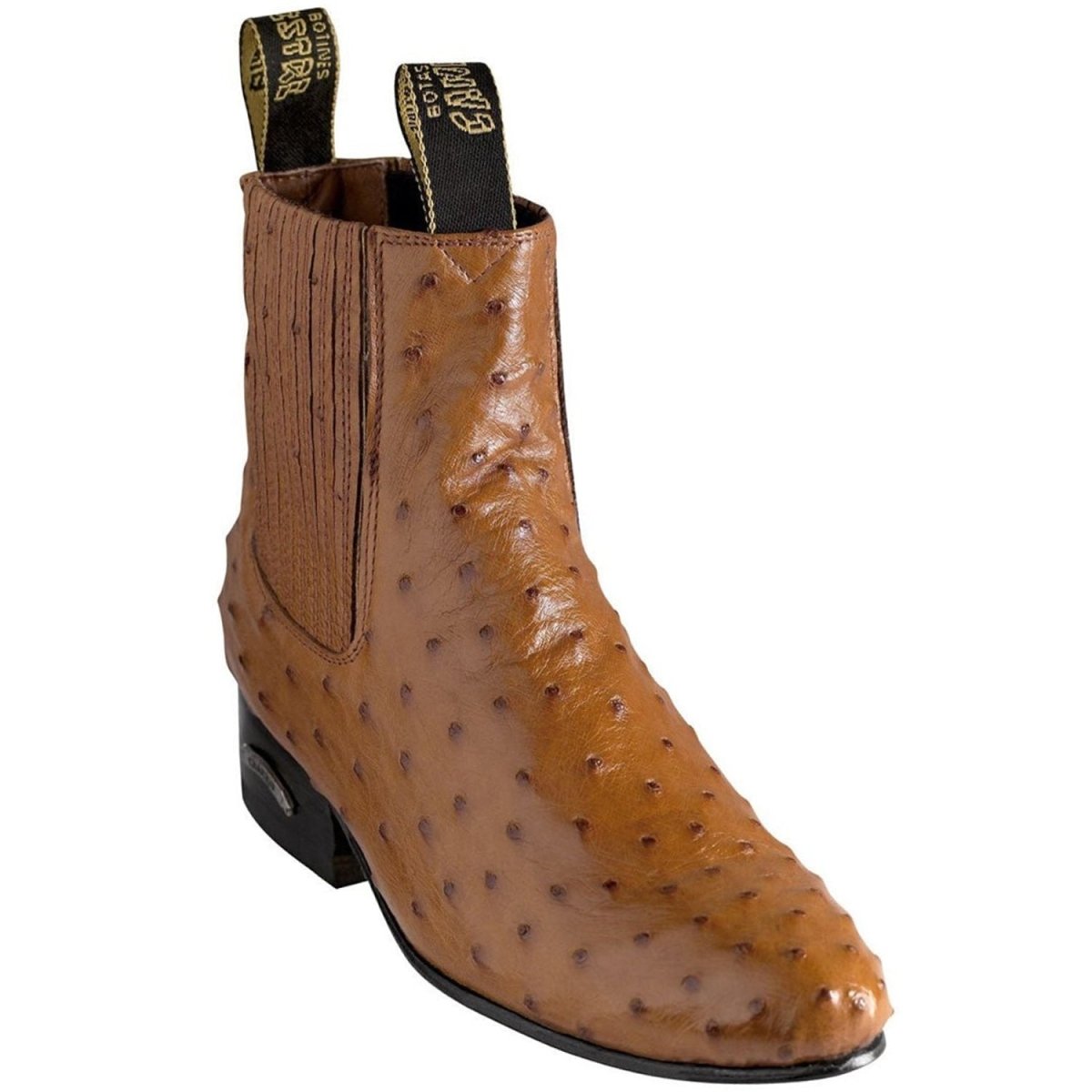 Botines Charros de Avestruz Original para Hombre Color Miel - Main Image