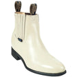 Charro Napa Leather Round Toe ANkle Boots Winter White Color - Wild West Boots - Side View 