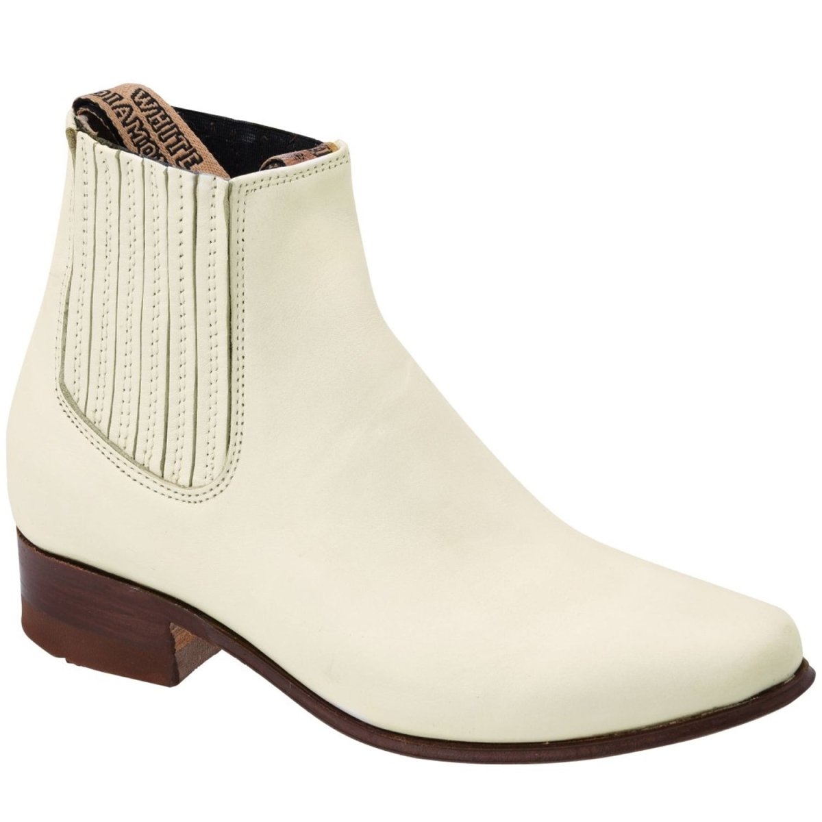 Botines Charros de Cuero Napa Original para Joven Color Hueso WD-754 - White Diamonds Boots